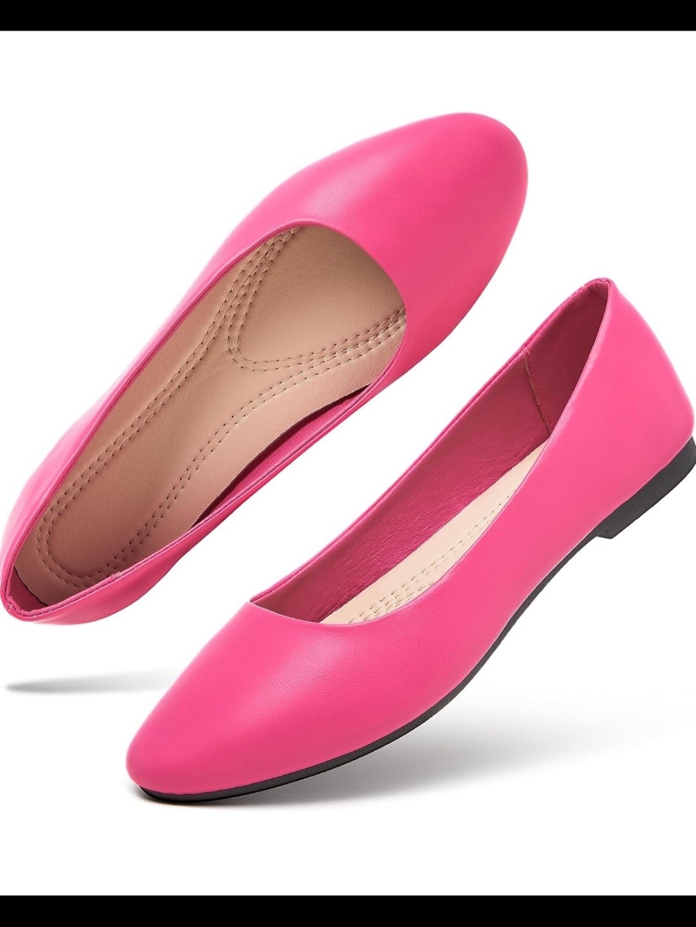 Women's Pink Faux Leather Ballet Flats With Insole Comfort. Fast Shipping !!